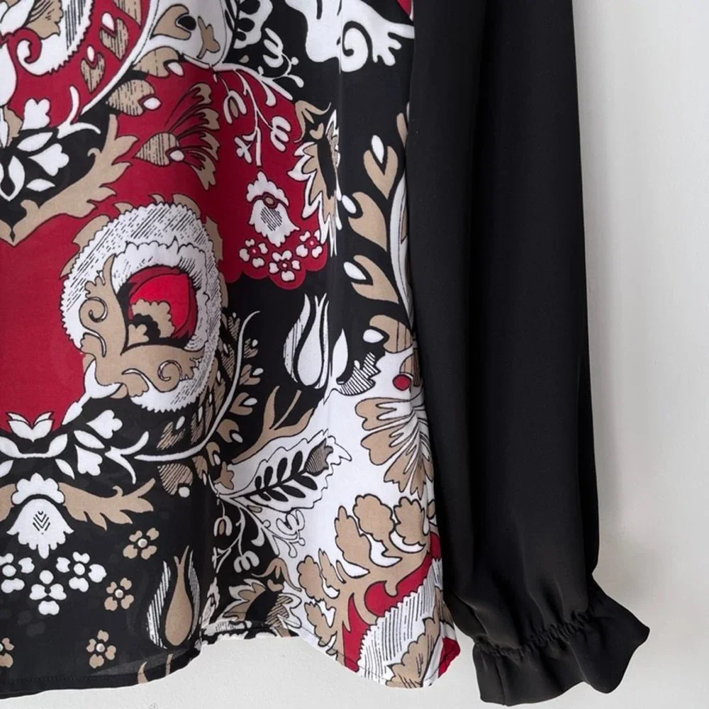 Laundry by Shelli Segal Long Sleeve Mixed Print Blouse - Picture 4 of 8